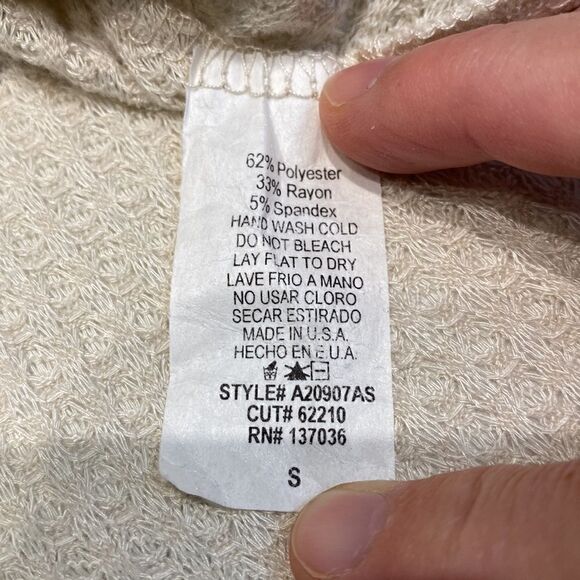 altar’d state Waffle Weave Top Blouse Tunic Size Small Cream Beige Lightweight - Picture 8 of 11